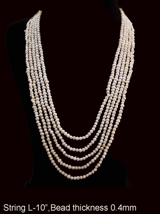 10 inch long five ivory fresh water bead strings neckpiece with 4mm beads