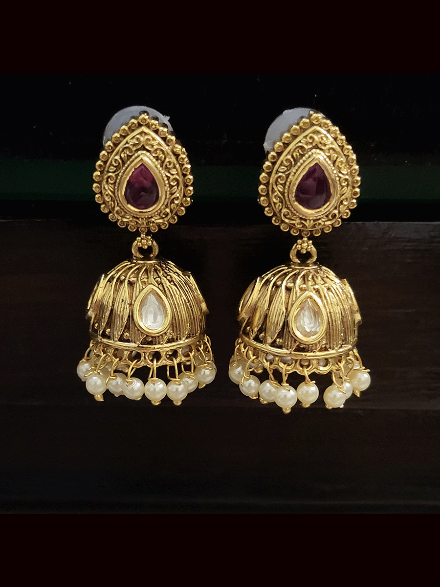 Bead hangings side string chandbali design kundan center set