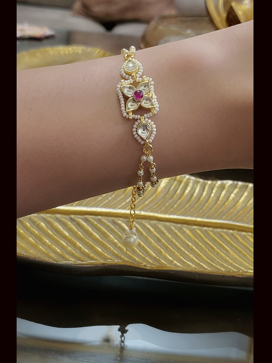 Ruby Stone AD Chain Bracelet - Mrigangi
