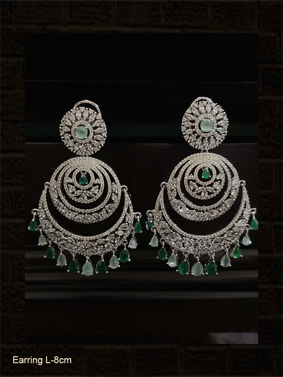 Indian jewelry Jhumka earrings | CZ American Diamond Long Jhumki drop –  Indian Designs