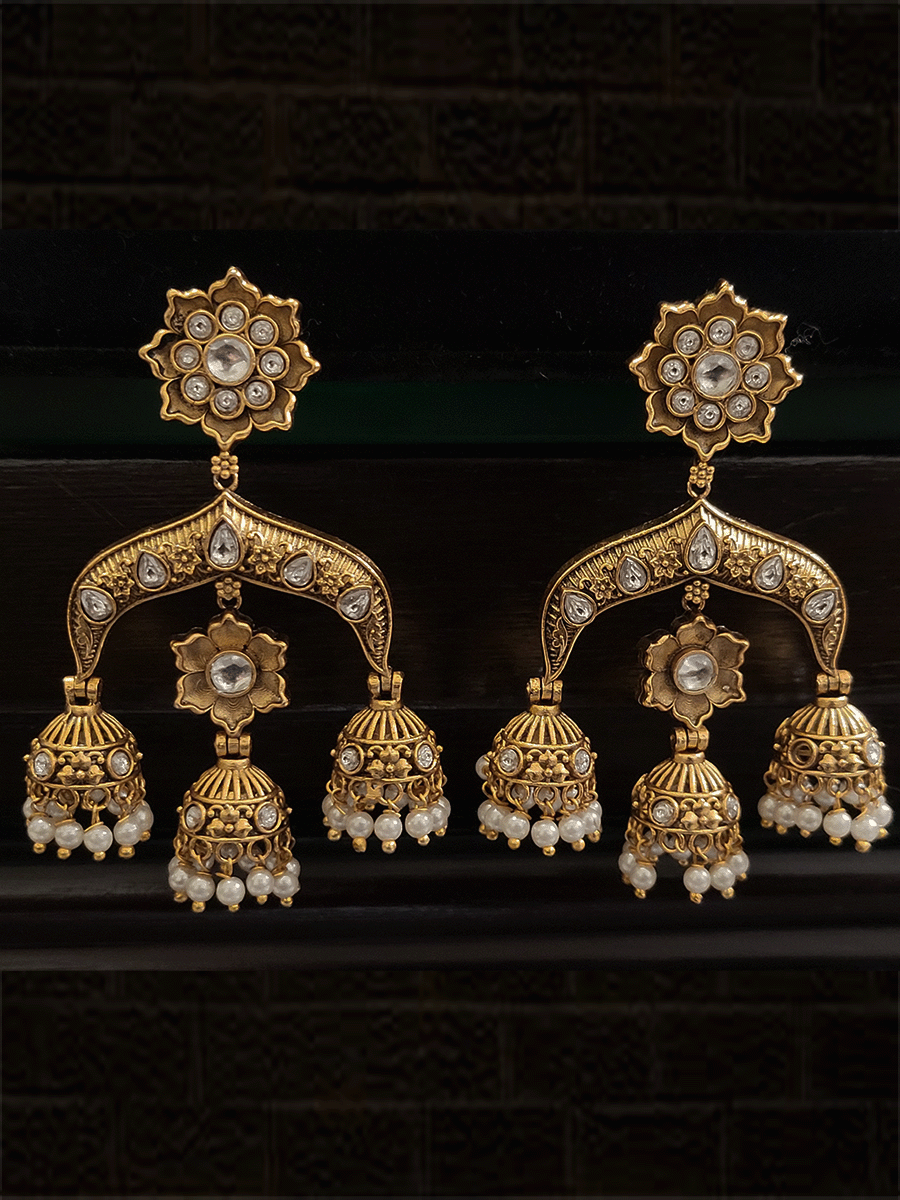 3 Layered Traditional Gold 24K Designer Jhumka Earrings (SJ_753) – Shining  Jewel