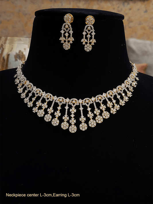 Classy AD set with circular bottom design and ascending order of tukdies - Odara Jewellery