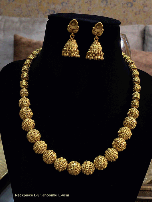 Alternate design bold matar bead mala with small matar beads at the back(Bead diameter-1.75cm) - Odara Jewellery