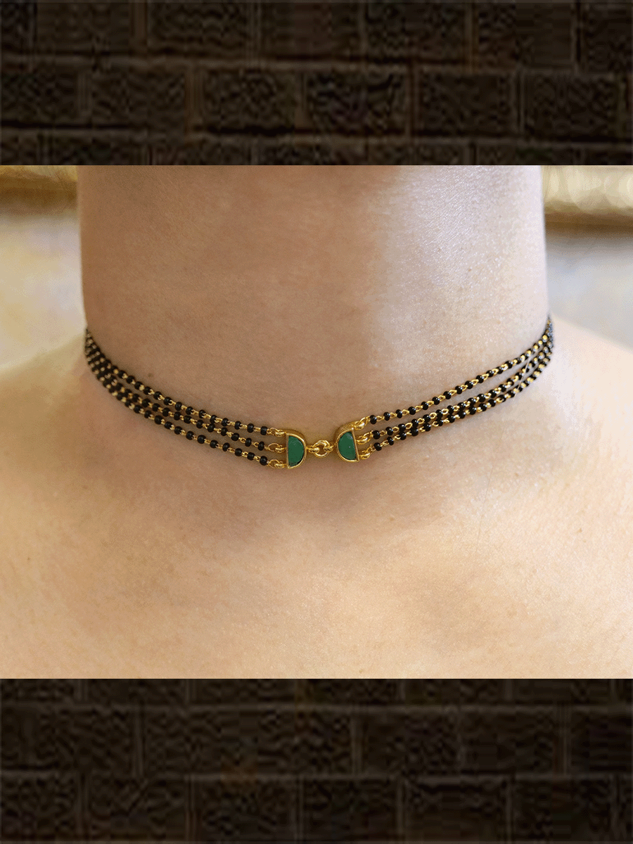 Choker mangalsutra with stone center - Odara Jewellery