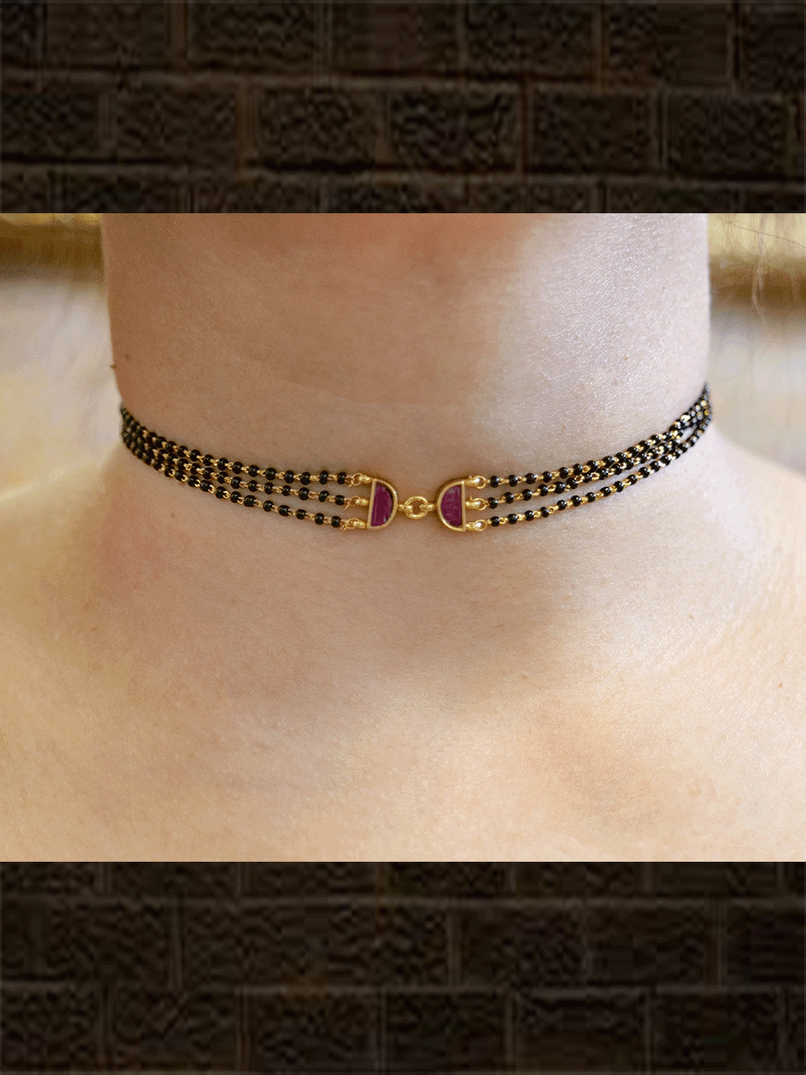 Choker mangalsutra with stone center - Odara Jewellery