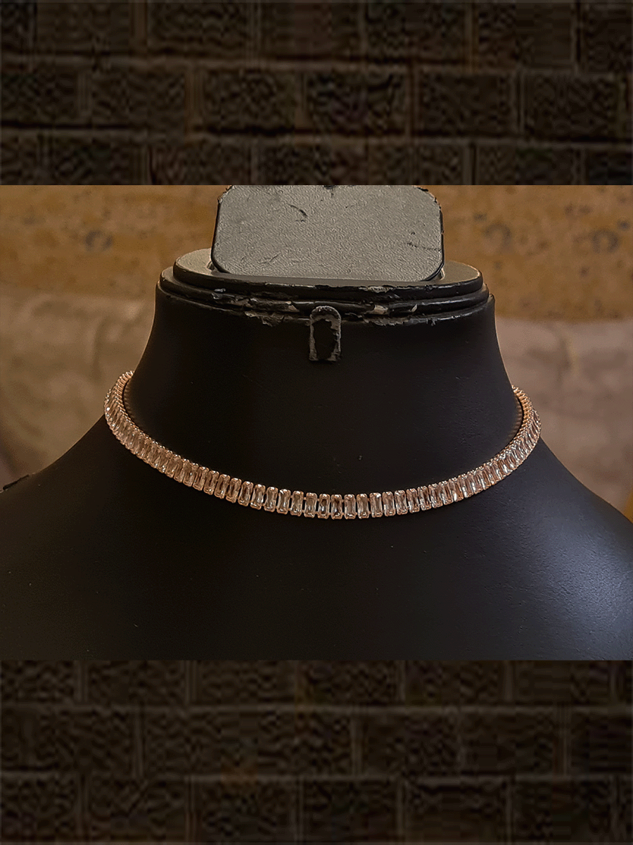 Rectangular zircons string with chain dori - Odara Jewellery