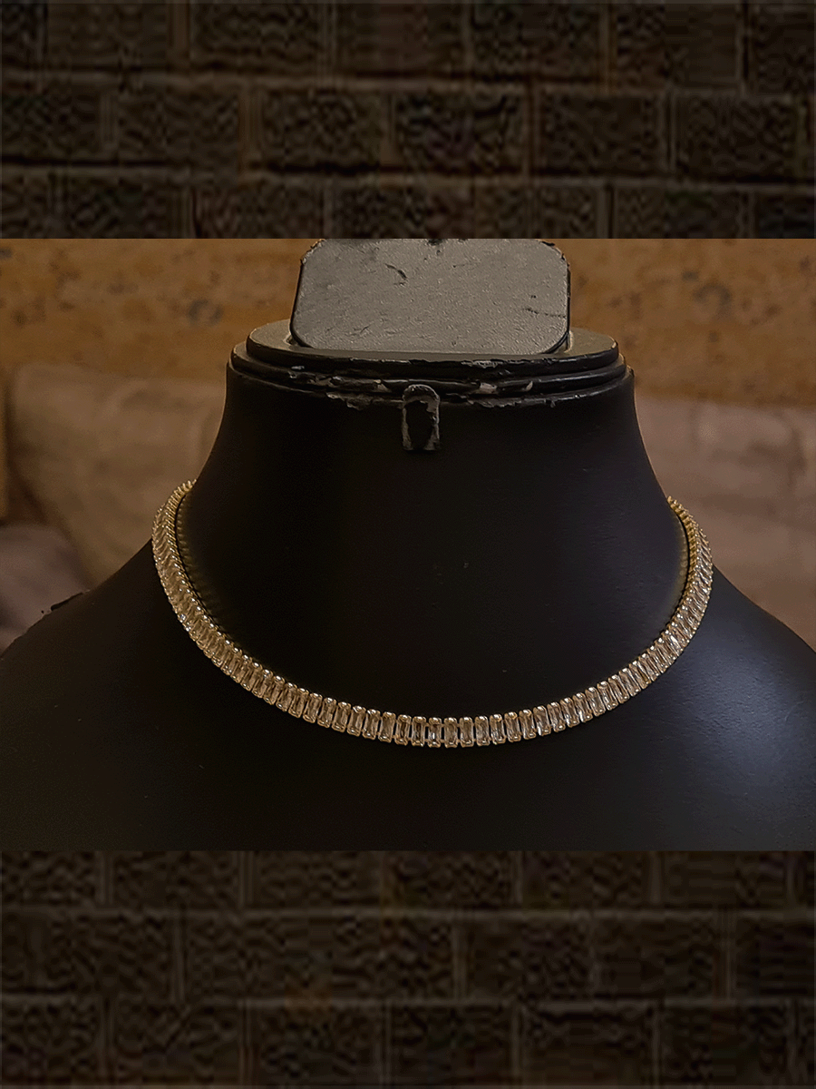 Rectangular zircons string with chain dori - Odara Jewellery